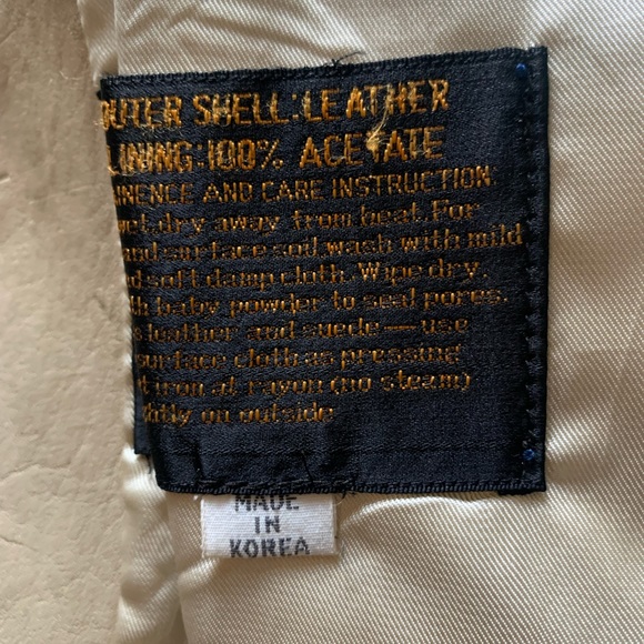 Vintage 1970's Cream Real Leather Jacket Sz 40 Med Unisex - Picture 8 of 8